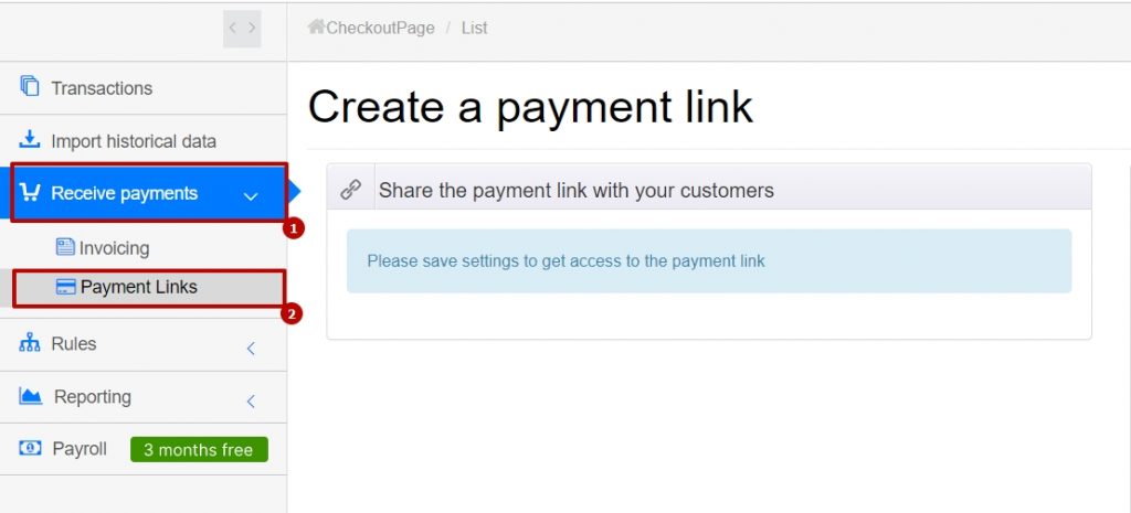 go to the Online Payment tab and choose Checkout Payments