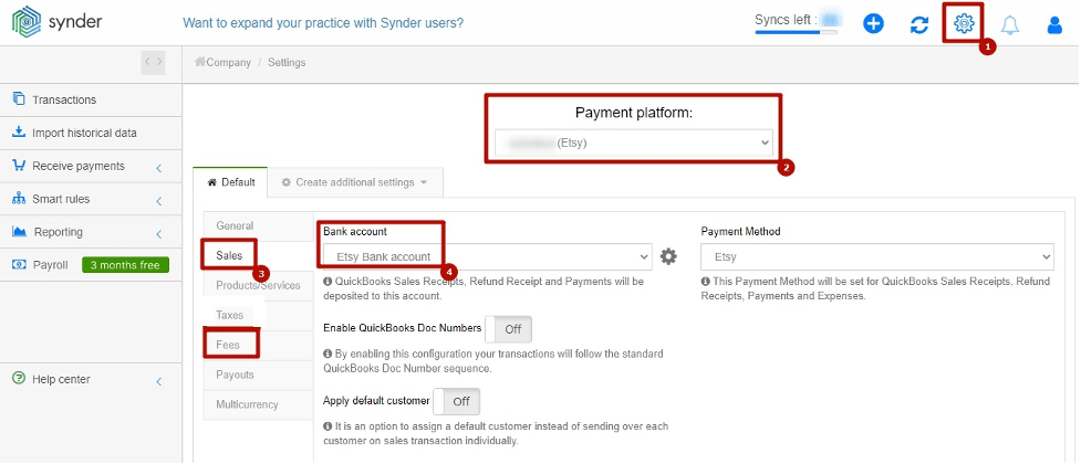 Customizing Synder Settings for Etsy QuickBooks reconciliation