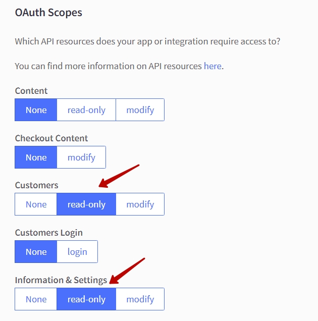 BigCommerce API OAuth Scopes Ready-Only rights