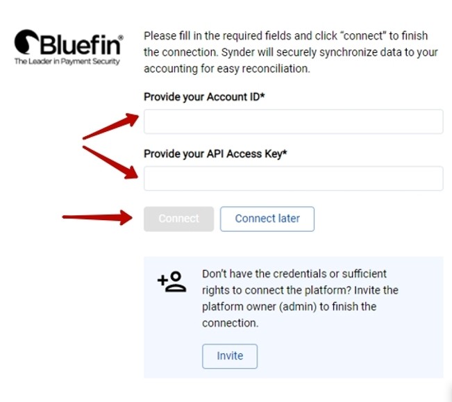 Bluefin Account ID and API key