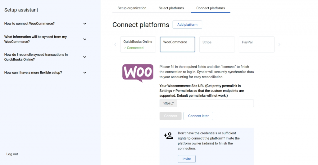 Connect WooCommerce and other sales platforms