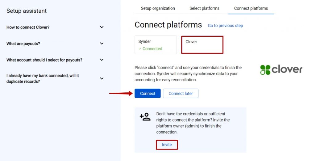 Connect Clover to SA 