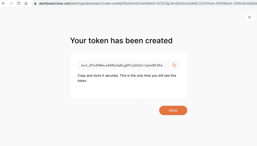 Generated Brex token