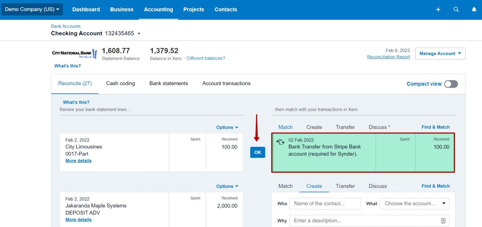 Reconcile Your Checking Bank Account in Xero with Synder