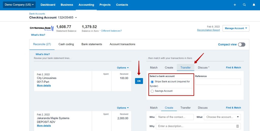 opened your Checking account  under your Chart of Accounts in Xero