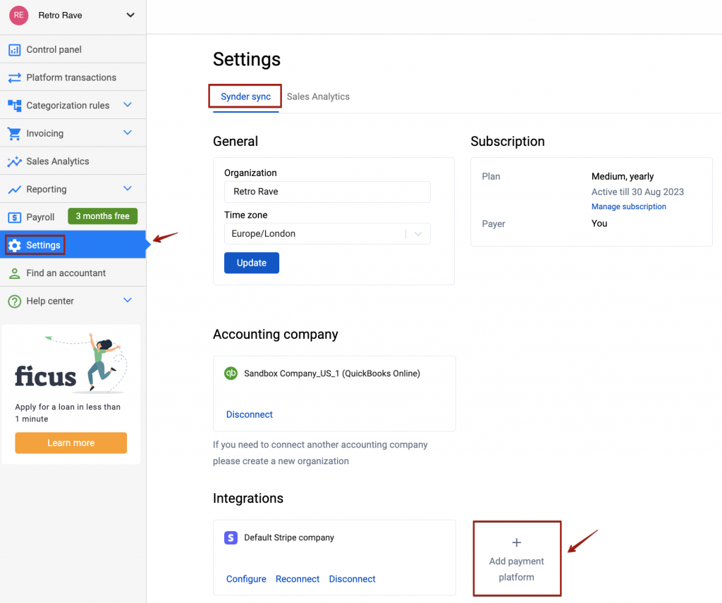 Connect  to Your Accounting Platform for Data Synchronization