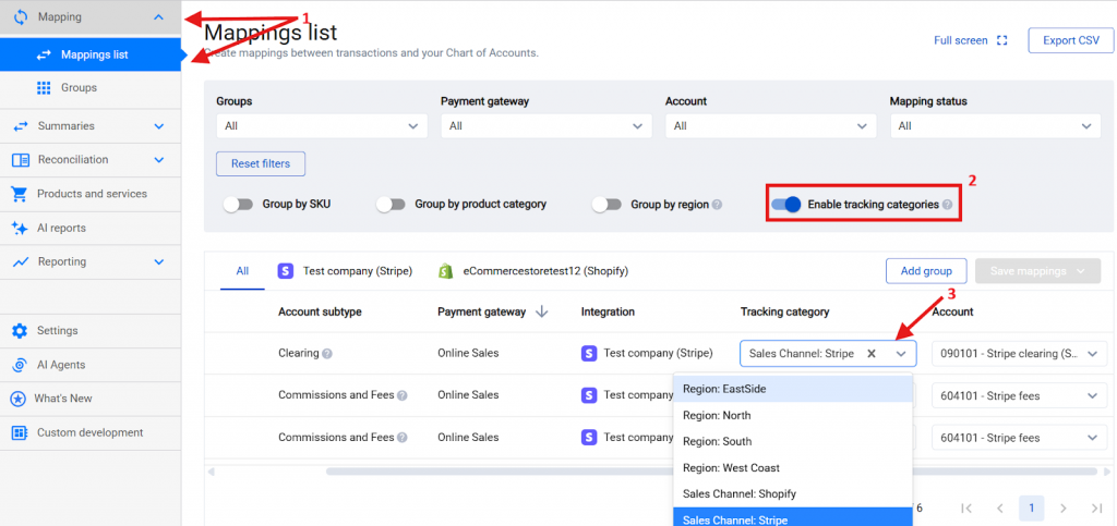 Enabling and mapping Xero tracking categories in Synder