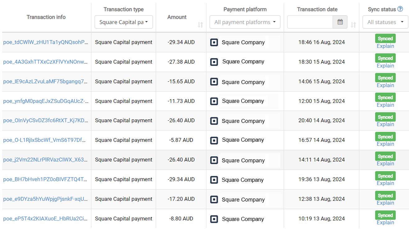 How Square Capital Payments Are Processed in Synder - Synder