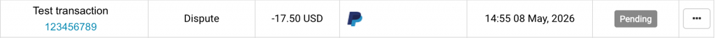 PayPal dispute imported in Pending status