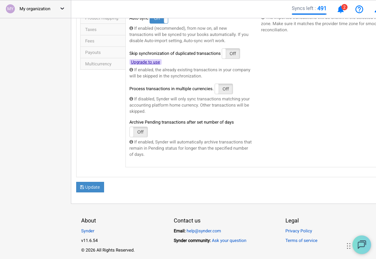 Synder account mapping