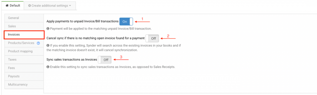 Customize your Synder settings for Amazon - Invoices
