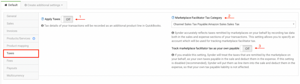 Customize your Synder settings for Amazon - Taxes
