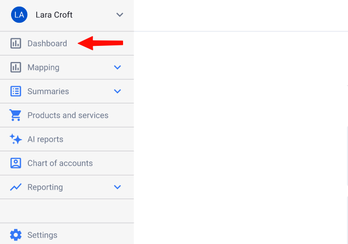 Synder Dashboard sidebar location