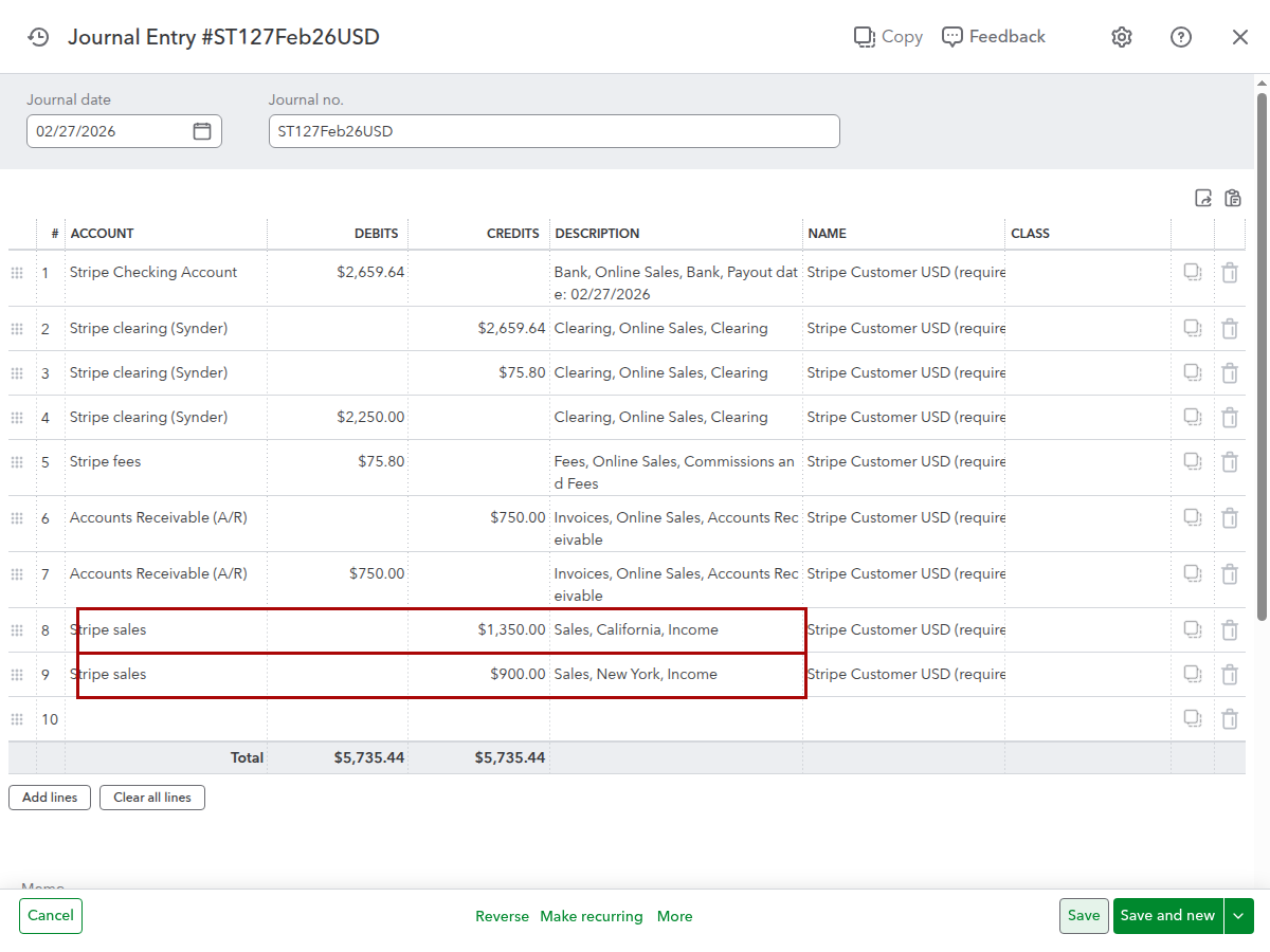 Summary grouped by region in QuickBooks Online
