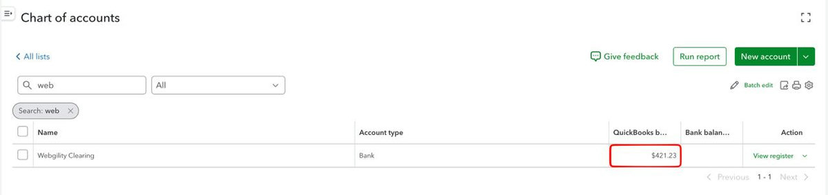 Switch to Synder: old clearing account balance to move into the Synder clearing account